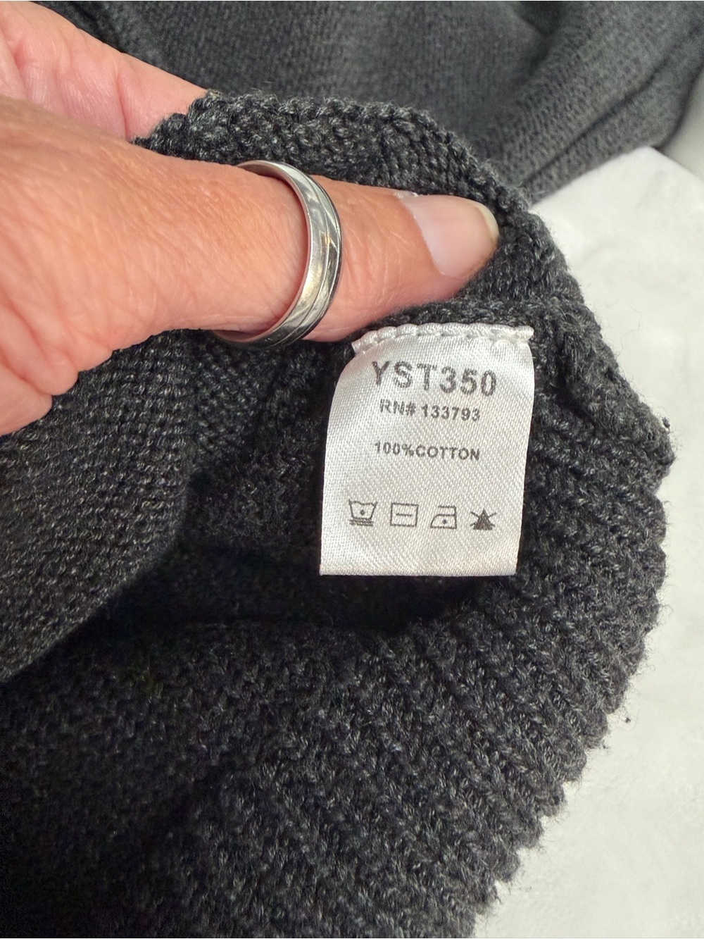 POL Charcoal 100% Cotton Knit V-Neck Pullover Sweater Balloon Sleeve Relaxed M - Picture 9 of 16